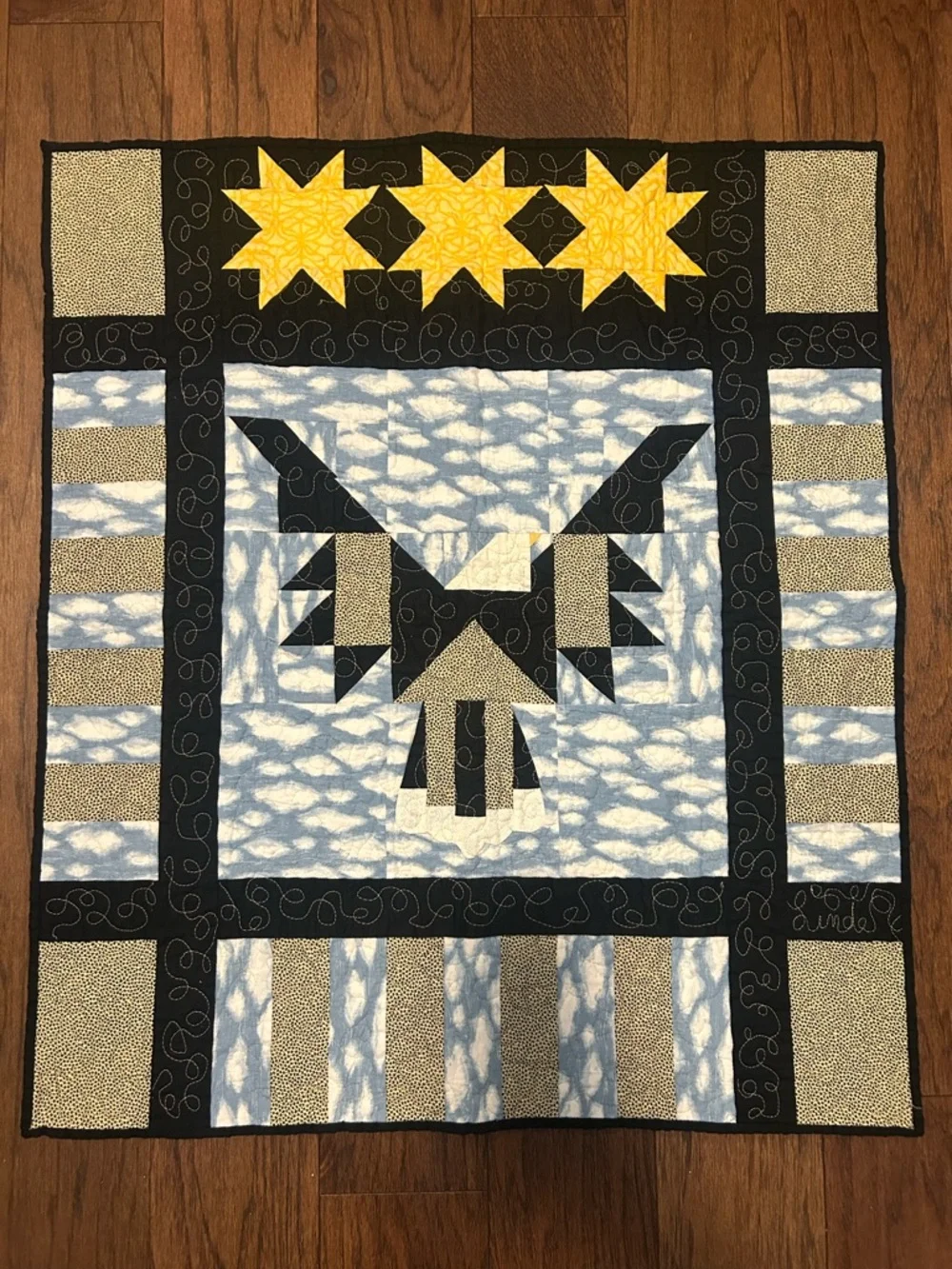Handmade Quilted Eagle Wall Hanging Let Freedom Reign - Americana Folk Art